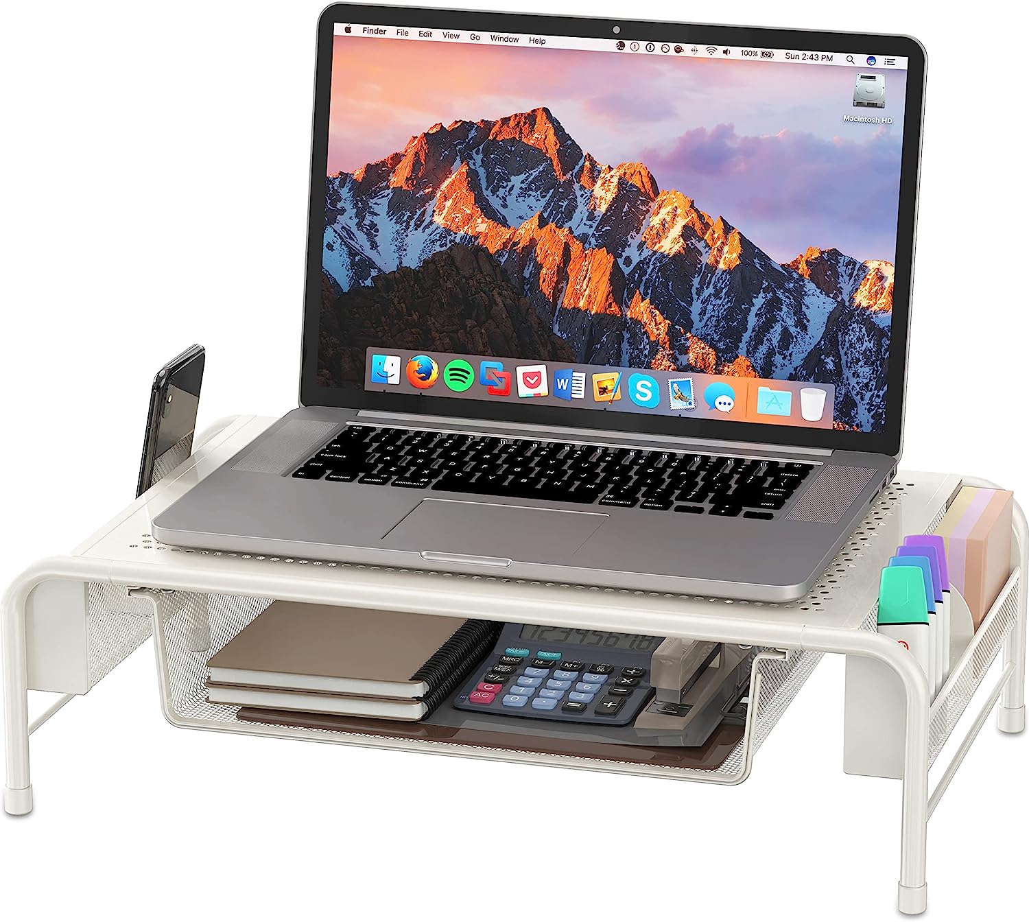 SimpleHouseware Metal Desk Monitor Stand Riser with Organizer Drawer - Image 4